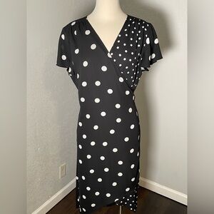 Worthington Black and White Dot Midi Dress